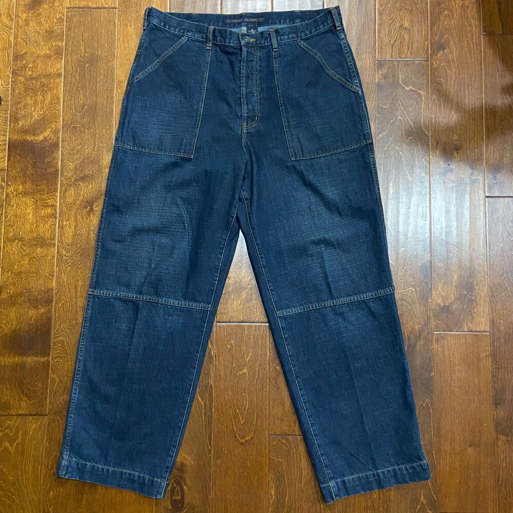 DKNY Jeans Vintage Blue Denim Chore Jacket & Jean Suit Set Men's Size XL/38 - Picture 6 of 16